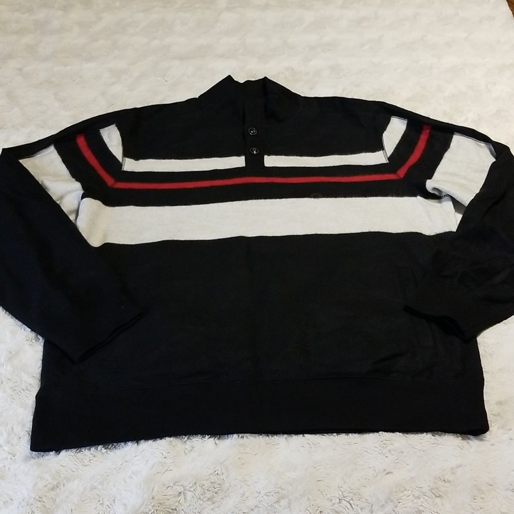 Chaps Sweater Pullover Men XL Black Red Long Sleeve Quarter Winter Fall